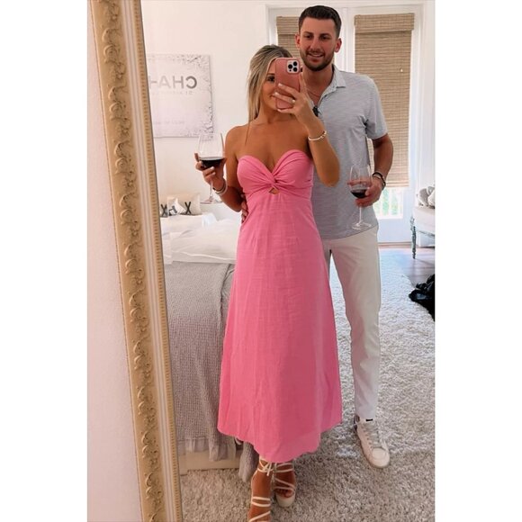 SNDYS x REVOLVE Lilly Dress in Pink X-Small New Womens Midi Strapless - Picture 10 of 10